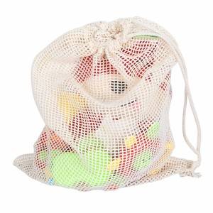 Eco friendly product shopping cotton linen drawstring mesh bag vegetable fruit cotton mesh bag