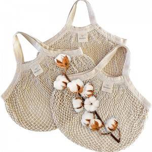 GOTS Eco reusable fruit vegetable carry cotton mesh handbags