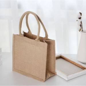 Wholesale Customized Natural Gunny Eco-Friendly Jute Tote Bag Recycle Jute Shopping Bag