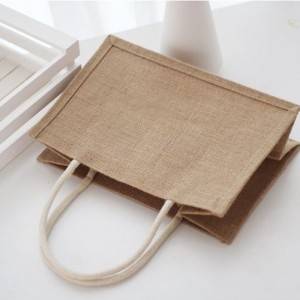 Wholesale Customized Natural Gunny Eco-Friendly Jute Tote Bag Recycle Jute Shopping Bag