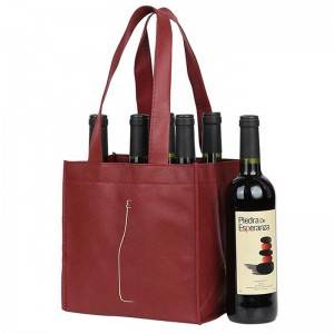 Hot Sale BSCI Customized Red Non Woven 1 / 2 / 4 / 6 Bottle Wine Carrier