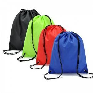 Promotional Custom Logo Practical 210D Polyester Waterproof Drawstring Gym Bags  sport drawstring backpack