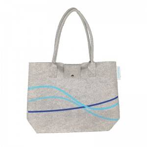 Recycling reusable durable felt shopping tote bag with a small pocket