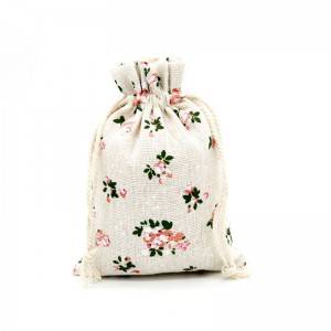 Small organic cotton canvas drawstring bag sack dust draw string cloth fabric bag with logo