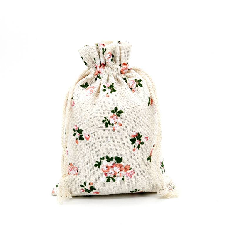 Small organic cotton canvas drawstring bag sack dust draw string cloth fabric bag with logo Featured Image