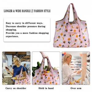 Wholesale RPET Foldable Large shopping Bags with Pocket Custom printing