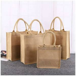 Wholesale Reusable Natural Color Plain Jute Tote Shopping Bag