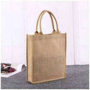 Wholesale Reusable Natural Color Plain Jute Tote Shopping Bag