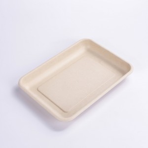 9*6.5 INCH Compostable Heavy-Duty Disposable Food BBQ Fruit Tray, Microwave Paper Plates Waterproof and Oil-Proof Heavy Duty Trays, 100% Biodegradable Rectangle Disposable Plates