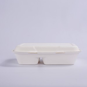 Bagasse 8*8″ 2-COM Clamshell Takeout Containers, Biodegradable Eco Friendly Take Out to Go Food Containers with Lids for Lunch Leftover Meal Prep Storage, Microwave and Freezer Safe