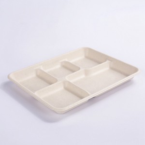 ZZ Eco Products 5-Compartments Lunch Tray 12.5″ x 8 1/2″ x 1″-500 count box