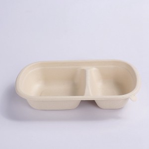 750ml 2-COM Bagasse Takeout Containers, Biodegradable Eco Friendly Take Out To Go Food Containers with Lids for Lunch Leftover Meal Prep Storage, Microwave and Freezer Safe