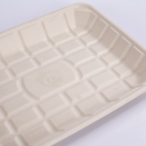 11*9 INCH Compostable Heavy-Duty Disposable Food BBQ Fruit Tray, Microwave Paper Plates Waterproof and Oil-Proof Heavy Duty Trays, 100% Biodegradable Rectangle Disposable Plates
