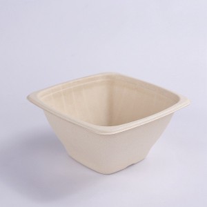 ZZ Eco Products 42 OZ Square Natural Sugarcane/Bagasse Tall Bowl-7″ x 7″ x 2 3/4″-300 count box