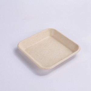 6*6 INCH Square Compostable Heavy-Duty Disposable Food BBQ Fruit Tray, Microwave Paper Plates Waterproof and Oil-Proof Heavy Duty Trays, 100% Biodegradable Disposable Plates
