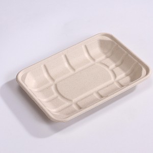 8*6 INCH Compostable Heavy-Duty Disposable Food BBQ Fruit Tray, Microwave Paper Plates Waterproof and Oil-Proof Heavy Duty Trays, 100% Biodegradable Rectangle Disposable Plates