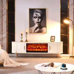 Luxuriöse TV-Konsole mit elektrischem Kamin und Marmorplatte