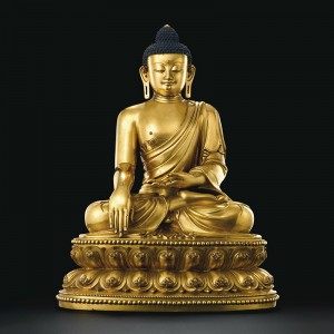 Statue en bronze de Bouddha Sakyamuni