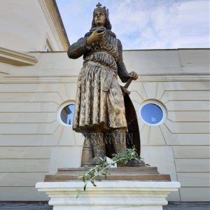 Famosa vecchia figura statua in bronzo di Luigi IX a grandezza naturale San Luigi di Francia imperatore scultura a grandezza naturale per la decorazione del giardino