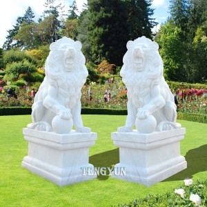 Garden Marble Lion Stone Animal Sculptures
