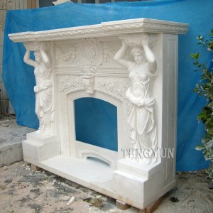 Domus Decorative Marmor Fireplace Pallium Cum Male Statues