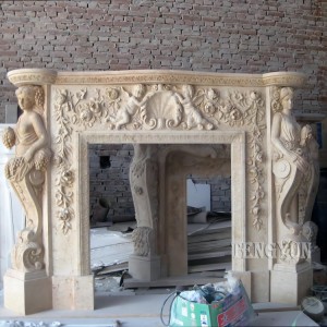 Kodin koristeellinen marmoritakka, jossa on naispatsaita