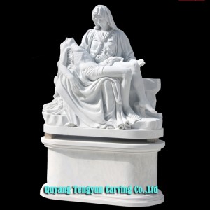 Loj Loj Marble Pieta Statue Kev cai dab qhuas Catholic Pej thuam