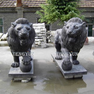 Skulptura të luanit në këmbë me mermer me madhësi të madhe për dekorim të jashtëm