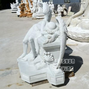 Мраморна статуя на плачещ ангел за декорация на гробища