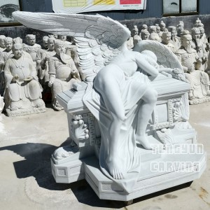 Marmor Grædende Engel Statue til Kirkegårdsdekoration