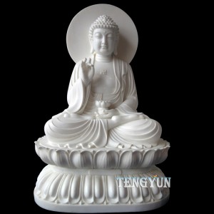 Naturalna wielkość białego marmuru medytującego posągu Buddy