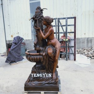 Āra dārza dekoratīvā bronzas kaila sievietes statuja ūdens strūklaka