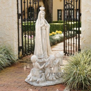 Udendørs håndudskårne religiøse marmor i naturlig størrelse Our Lady of Fatimas statuer til salg