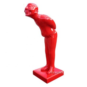 Bức tượng bằng sợi thủy tinh có kích thước cuộc sống màu đỏ người đàn ông bằng nhựa cho trang trí trung tâm mua sắm hoặc lối đi