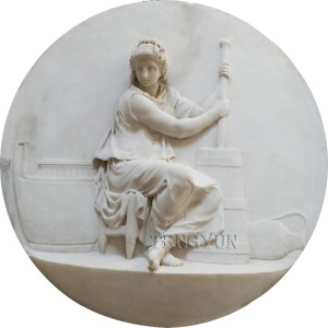 Akmens reljefs Baltā marmora dāma Statuja Sienas reljefs
