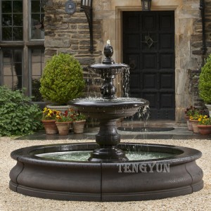 Garden White Marble Carved Tiers Tubig Fountain