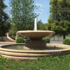 Garden White Marble ឆ្លាក់ Tiers Water Fountain