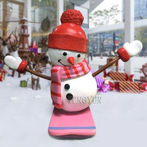 Χριστουγεννιάτικο χειμερινό διακοσμητικό γλυπτό αγάλματος χιονάνθρωπου από υαλοβάμβακα