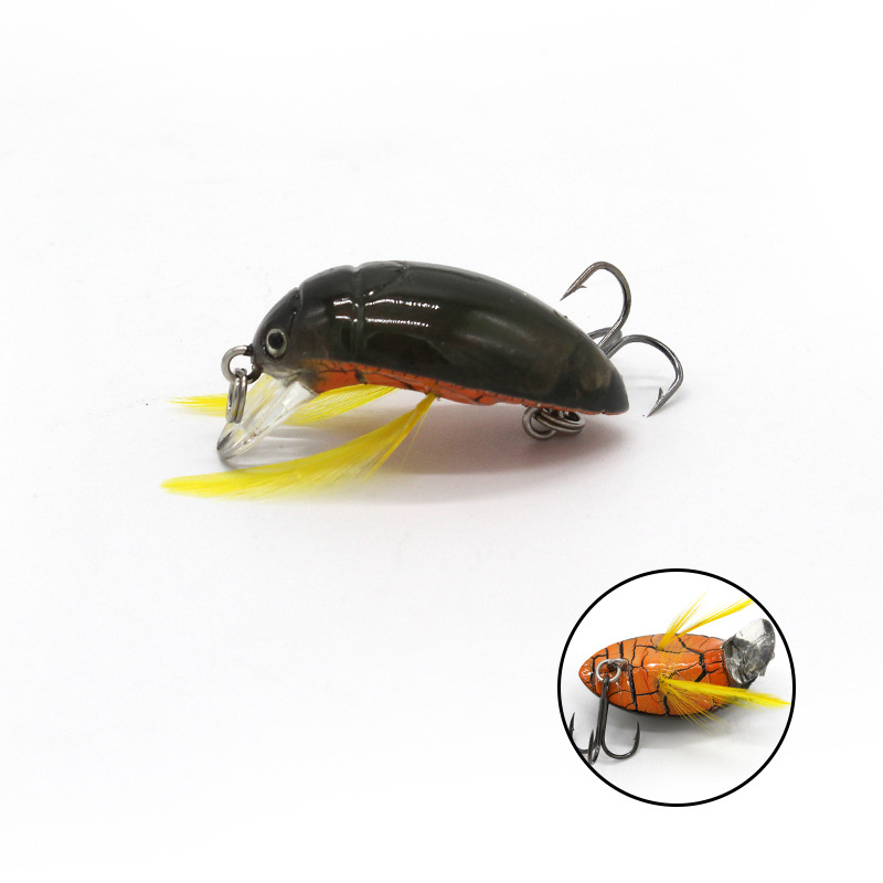 Topwater Cicala Bait Fishing Lure Insect Bug Lure Sea Beetle Manovella per Bass Carp Fishing 35mm 4g