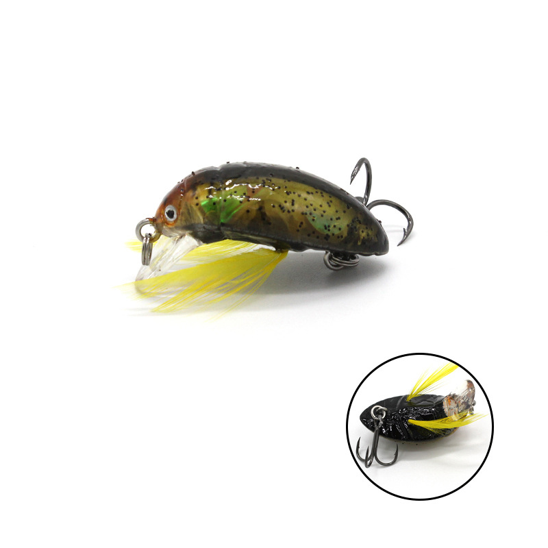Topwater Cicada Bait Fishing Lure Insect Bug Lure Sea Beetle Crank For Bass Carp Fishing 35mm 4g