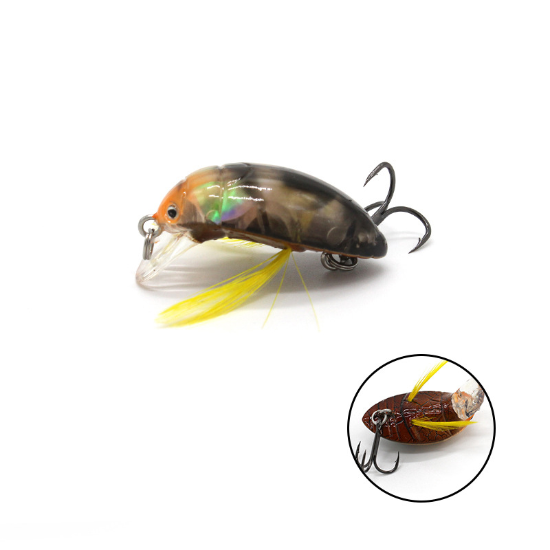 Topwater Cicala Bait Fishing Lure Insect Bug Lure Sea Beetle Manovella per Bass Carp Fishing 35mm 4g