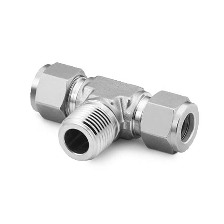 DTB Male Branch Tee Stainless Steel Compression Instrumentation Tube Fittings