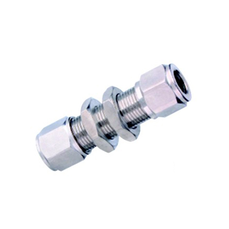 E62BH Bulkhead Union Euro Style Standard Nickel Plated Brass Compression Fittings