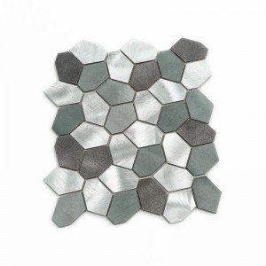 Irregular hexagon silvery grey color sharp Metal Aluminum Mosaic Tiles Backsplash Tile