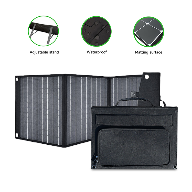 تصویر ویژه پانل خورشیدی تمام مشکی تاشو 50 واتی Flighpower SPF-50