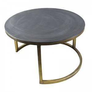 Home Furniture Iron Painting Legs Round Tea Table Cement Top Living Room Coffee Table