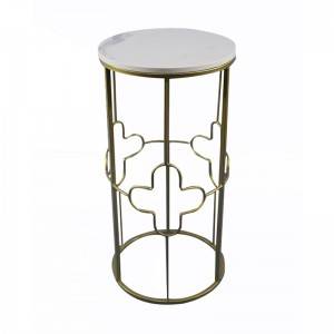 Set of 2 living room furniture modern metal frame gold marble top nesting side coffee table