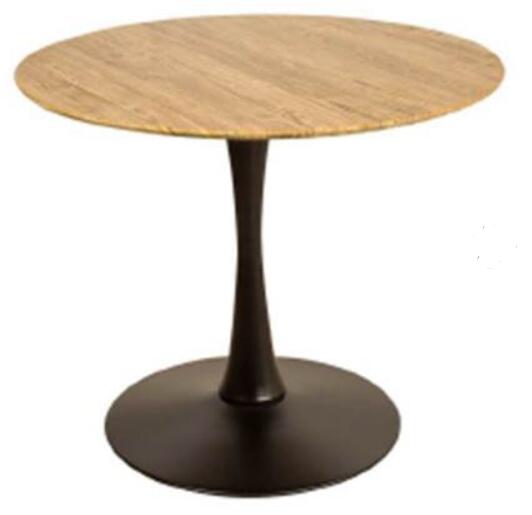 Metal Base Wooden Top Round Side Coffee Table Modern Industrial Design Wooden Effect End Table Featured Image
