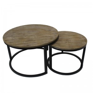 Modern Home Furniture Set Round Metal Combined MDF Wood Side End Coffee Table