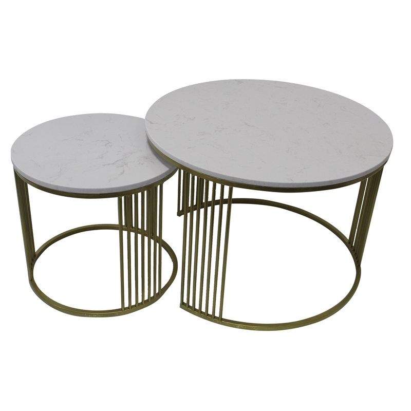 Modern Marble Top Metal Golden Luxury Round Side Table Garden Furniture Featured Image